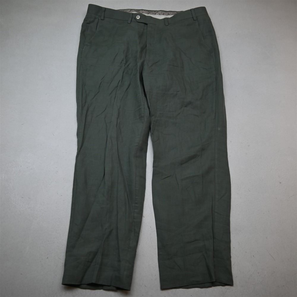 Lauren Ralph Lauren 36x29 Green 100% Linen Classic Straight Dress Mens Pants
